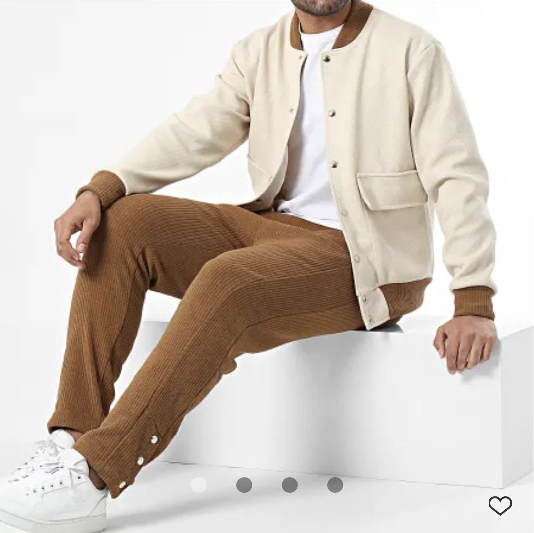 Ensemble Veste Bomber Et Pantalon Beige Cam