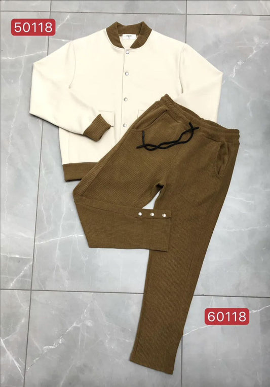 Ensemble Veste Bomber Et Pantalon Beige Cam